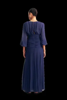 Shona Joy Romy High Neck Balloon Sleeve Maxi Dress Midnight Blue Size 18 for rent on The Volte - image 2
