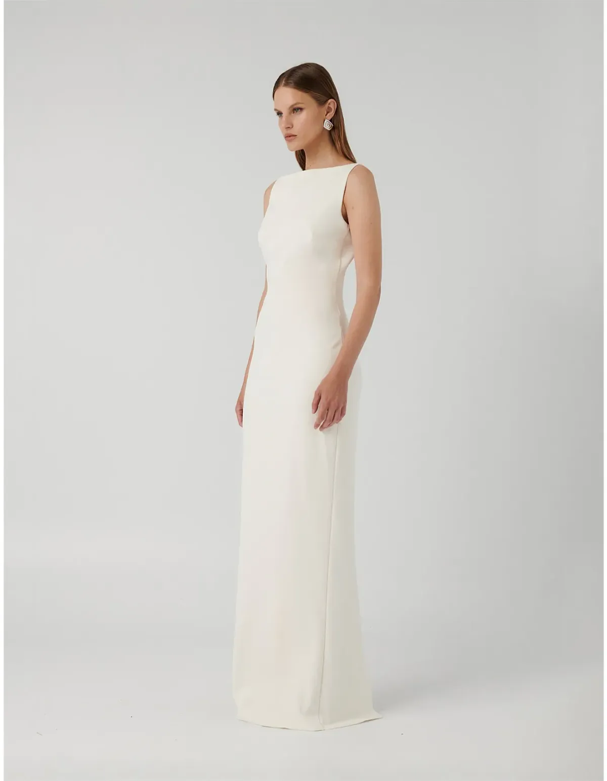 Effie Kats Verona Stretch Crepe Floor Length Gown Ivory Size 6 AU - Image 2