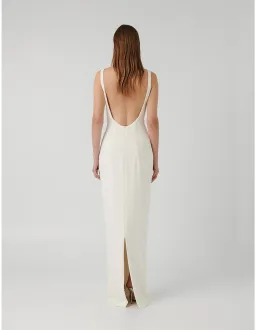 Effie Kats Verona Stretch Crepe Floor Length Gown Ivory Size 6 AU for rent on The Volte - image 3