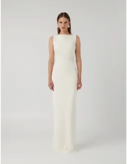 Effie Kats Verona Stretch Crepe Floor Length Gown Ivory Size 6 AU for rent on The Volte - image 1