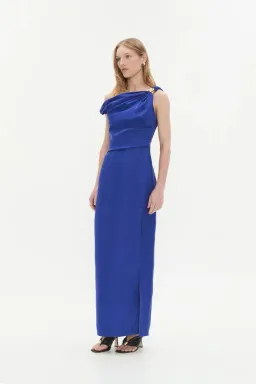 💙 New AJE Bridget Midi Dress – Cobalt Blue – Size 6 satin formal gown 💙 for rent on The Volte - image 5