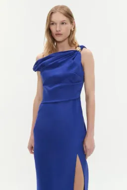 💙 New AJE Bridget Midi Dress – Cobalt Blue – Size 6 satin formal gown 💙 for rent on The Volte - image 1