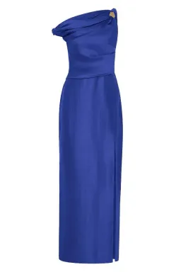 💙 New AJE Bridget Midi Dress – Cobalt Blue – Size 6 satin formal gown 💙 for rent on The Volte - image 2