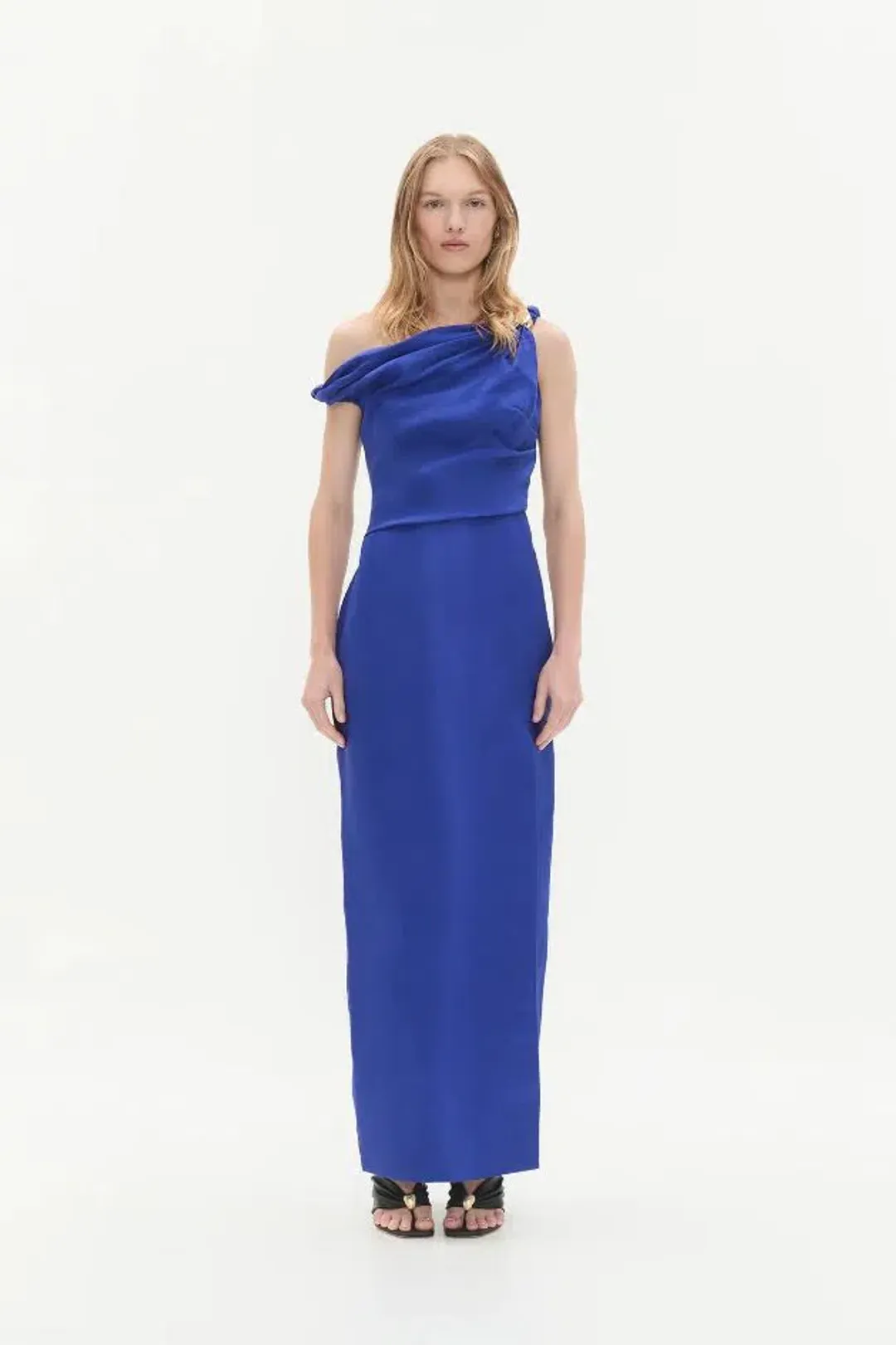 💙 New AJE Bridget Midi Dress – Cobalt Blue – Size 6 satin formal gown 💙 for rent on The Volte - main image