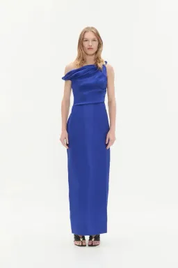 💙 New AJE Bridget Midi Dress – Cobalt Blue – Size 6 satin formal gown 💙 for rent on The Volte - image 6