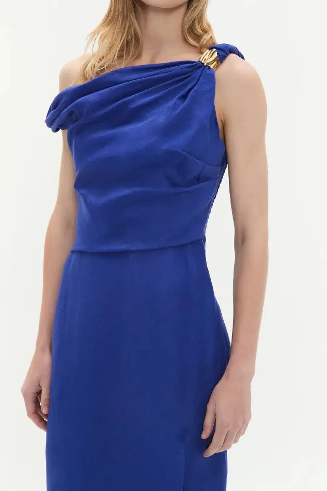💙 New AJE Bridget Midi Dress – Cobalt Blue – Size 6 satin formal gown 💙 for rent on The Volte - main image