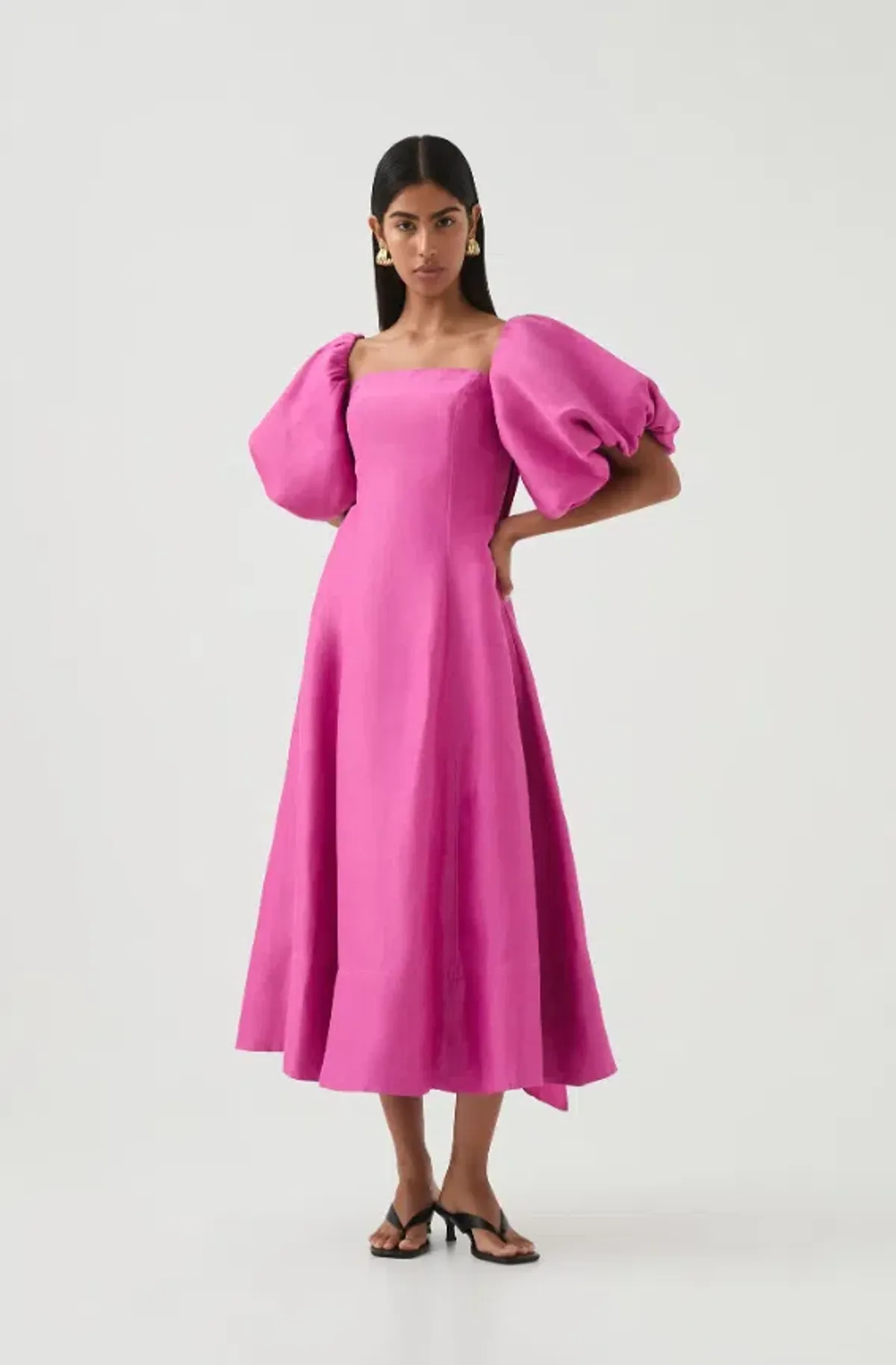 Aje Incarnation Midi Dress Magenta Size AU 12 - Image 3