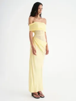 BENNI Nico Off Shoulder Maxi Dress Butter Size AU 8 / S for rent on The Volte - image 2