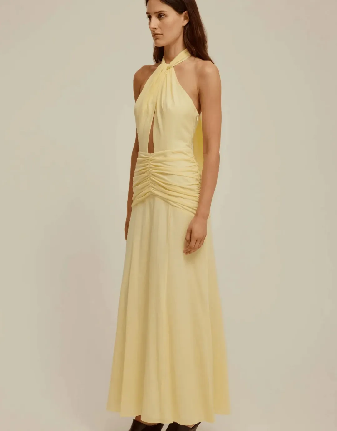 Venroy Halter Neck Maxi Dress Yellow Size XS / 6 for rent on The Volte - main image