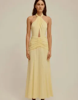 Venroy Halter Neck Maxi Dress Yellow Size XS / 6 for rent on The Volte - image 1