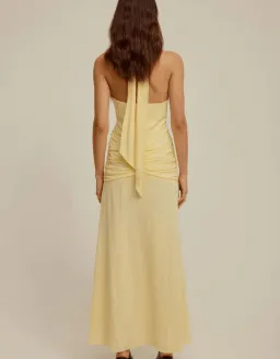 Venroy Halter Neck Maxi Dress Yellow Size XS / 6 for rent on The Volte - image 2