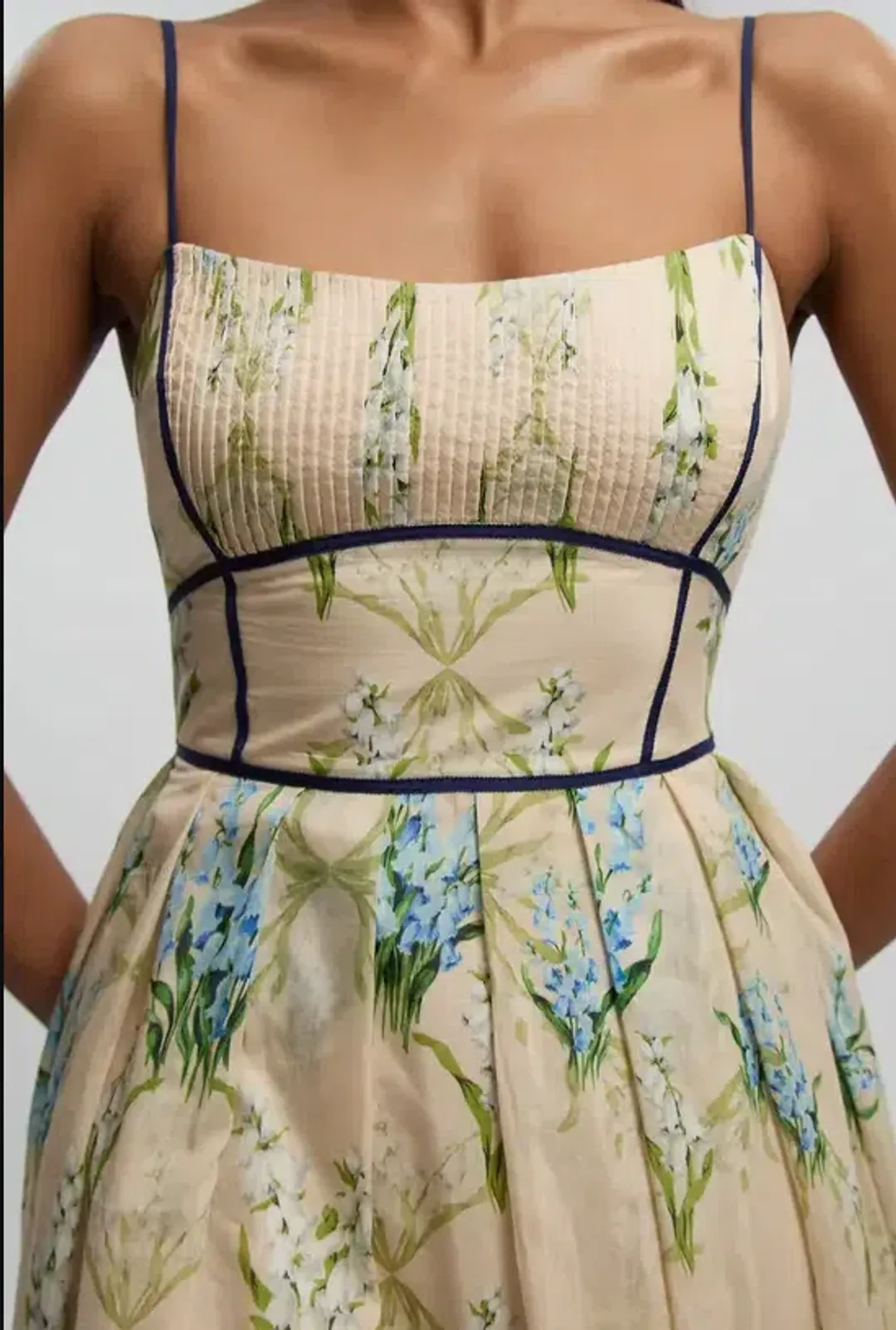 KAREN MILLEN SILK COTTON FLORAL STRAPPY WOVEN MAXI DRESS for rent on The Volte - main image