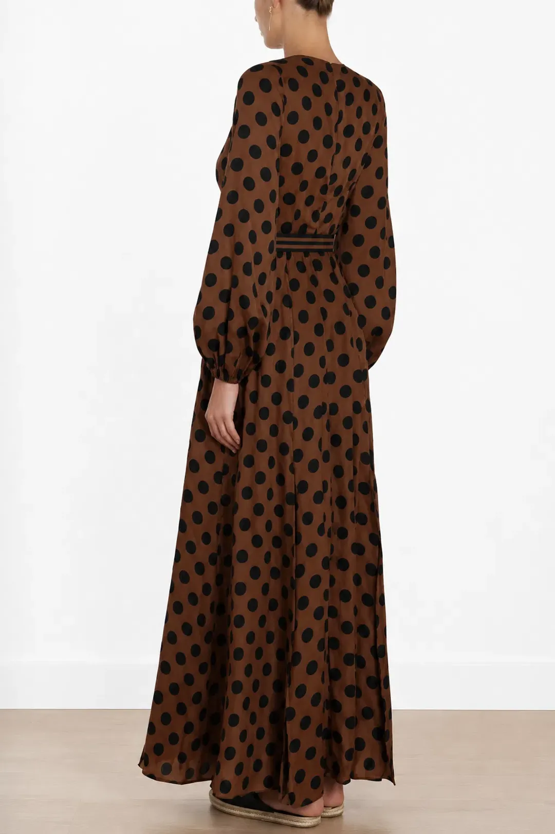 Zimmermann Juno Split Polka Brown Dress Size 3 / AU 12-14 for rent on The Volte - main image