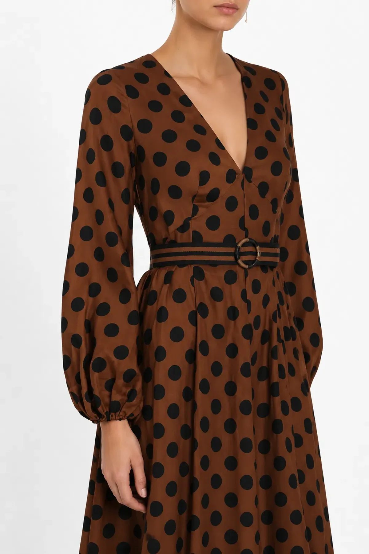 Zimmermann Juno Split Polka Brown Dress Size 3 / AU 12-14 - Image 3