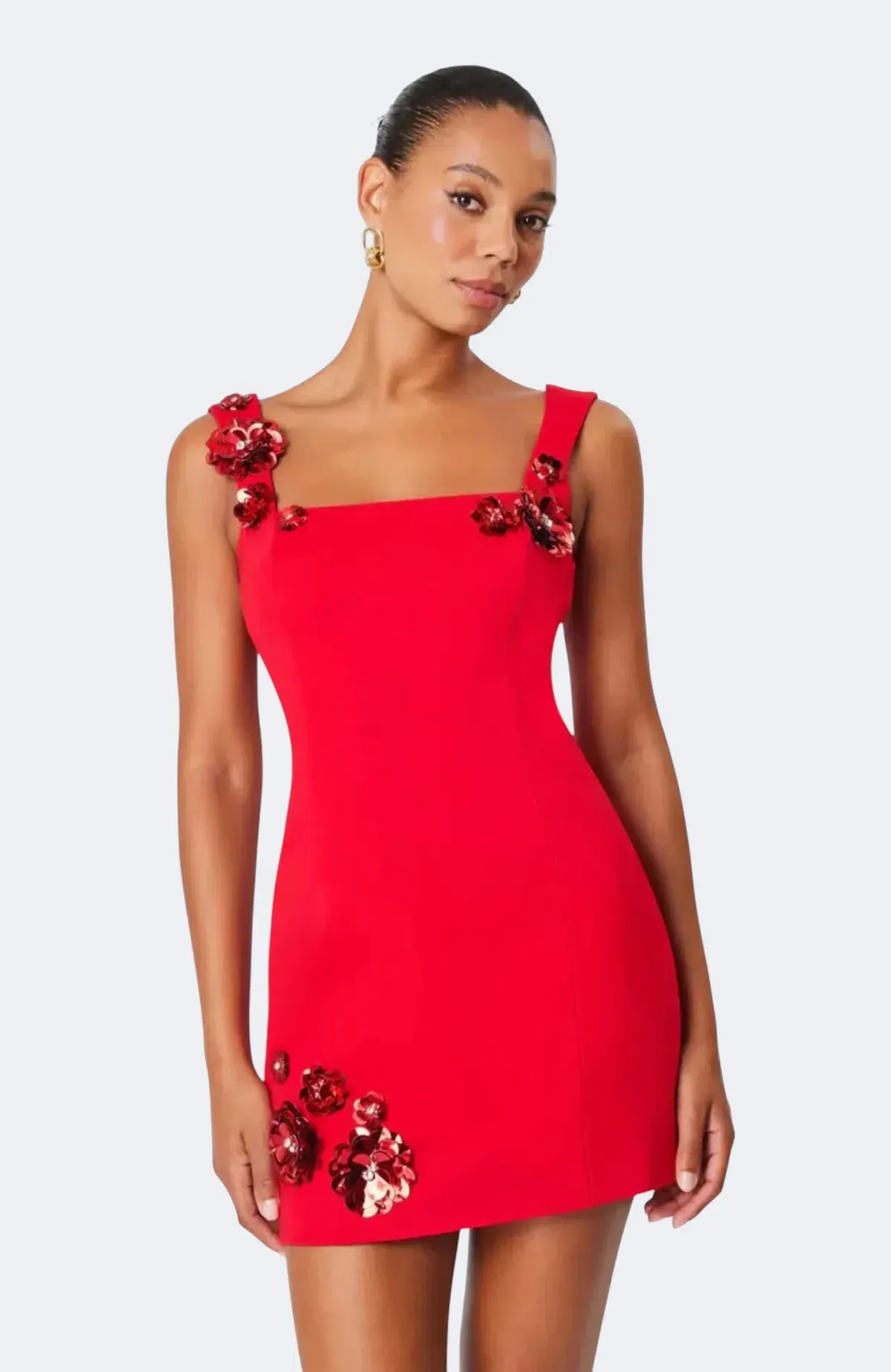 Elliatt Emma Sequin Flower Mini Dress Red AU 8 / S - Image 1