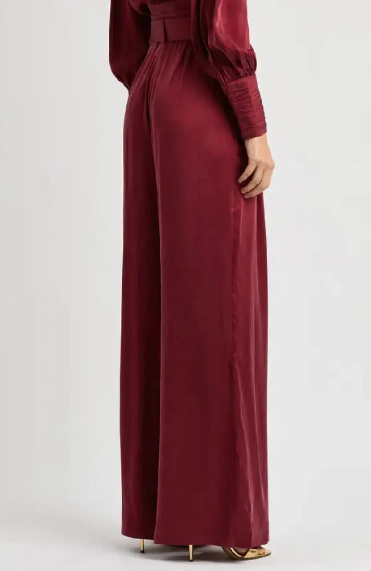 Zimmermann Silk Blouse & Pants Set Burgundy Size AU 10 / M - Image 3