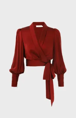 Zimmermann Silk Blouse & Pants Set Burgundy Size AU 10 / M for rent on The Volte - image 5