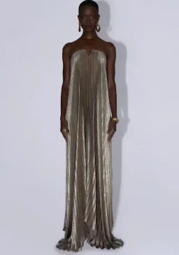 L'idee Black Tie Gown In Gold Shimmer Size 8 for rent on The Volte - image 1