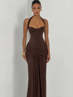 Babyboo Gia Maxi Dress Plum Brown Size 8 for rent on The Volte - image 1
