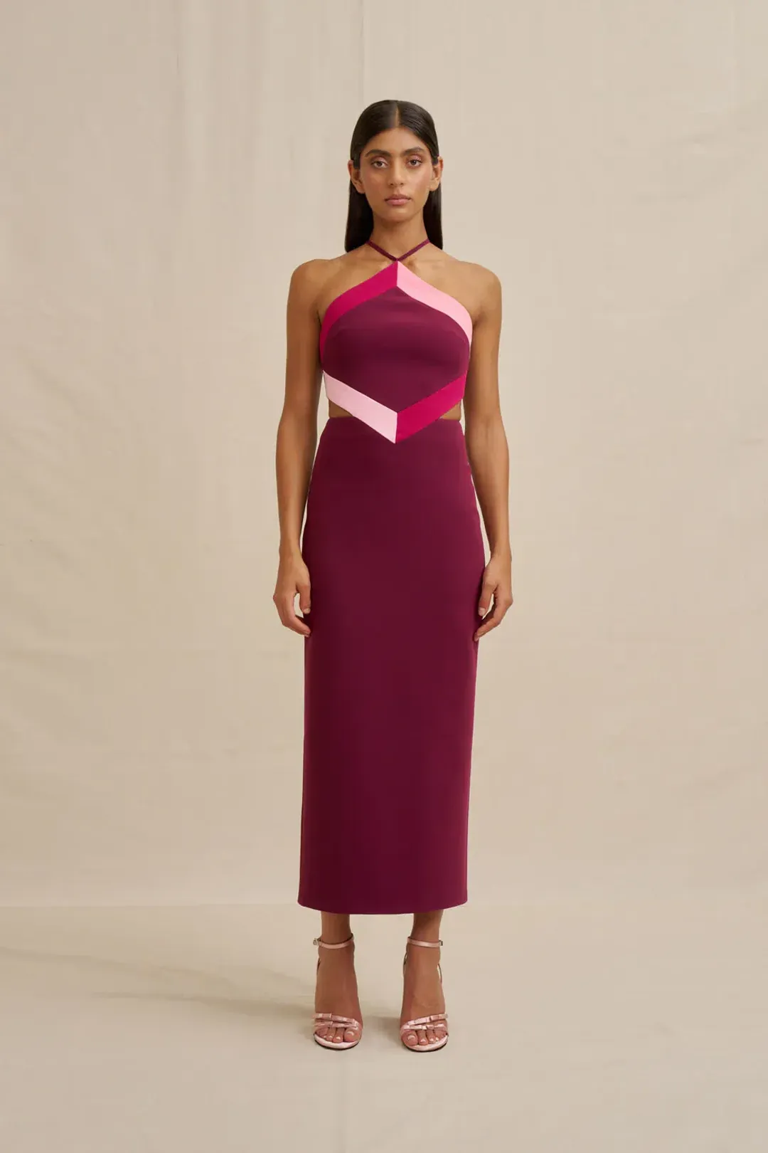 Diamond Halter Midi Dress by By Johnny Size 8 for rent on The Volte - main image