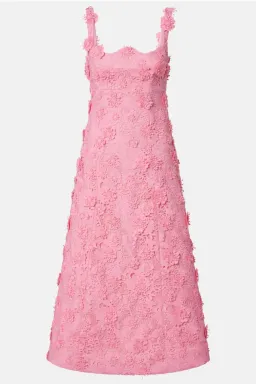 Odette floral lace midi dress Bubblegum by Leo Lin for rent on The Volte - image 1