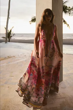 The Third Eye Silk Maxi Dress by Mackenzie Mode Size 6 for rent on The Volte - image 6