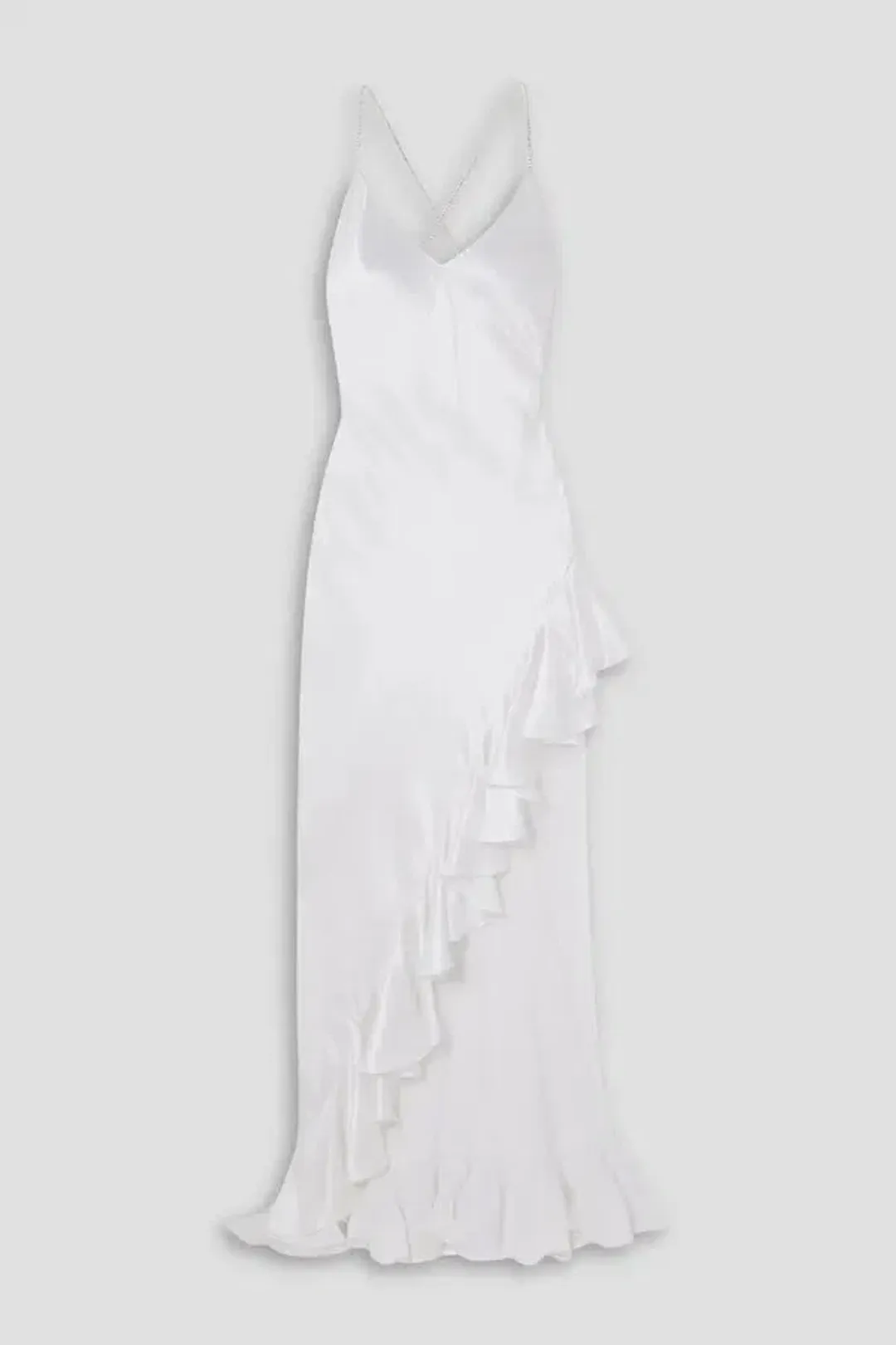 Michael Lo Sordo Ruffle Silk Maxi White Size 4 for rent on The Volte - main image