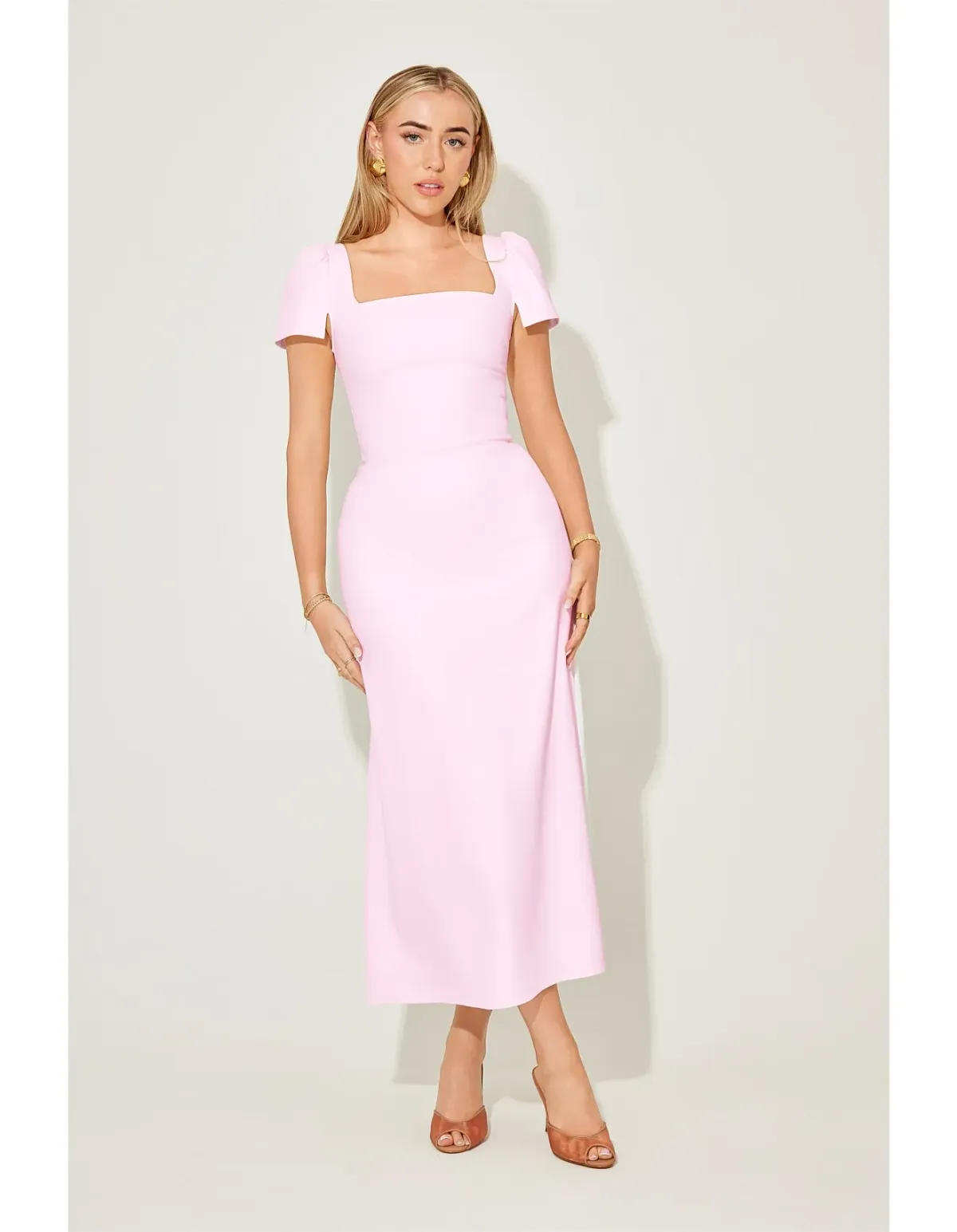 Odd Muse Square Neck Slip Midi Dress Pink Size S for rent on The Volte - main image