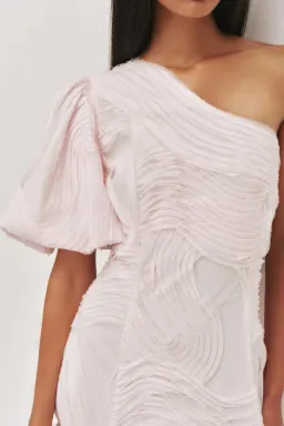 💧🩷 New AJE Wave One Shoulder Dress - Size 12 - Pastel Pink Midi Gown 🩷💧 for rent on The Volte - image 2