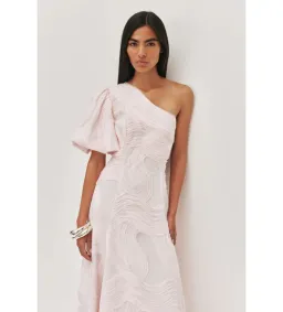 Aje Wave One Shoulder Midi Gown in Pastel Pink Size AU12 for rent on The Volte - image 2