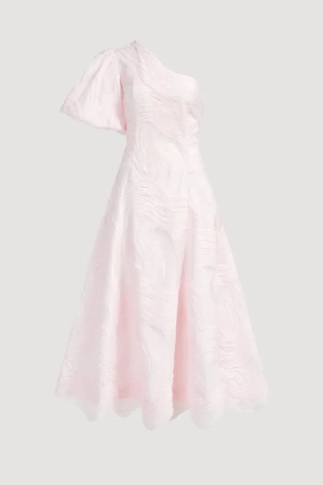 💧🩷 New AJE Wave One Shoulder Dress - Size 12 - Pastel Pink Midi Gown 🩷💧 for rent on The Volte - main image