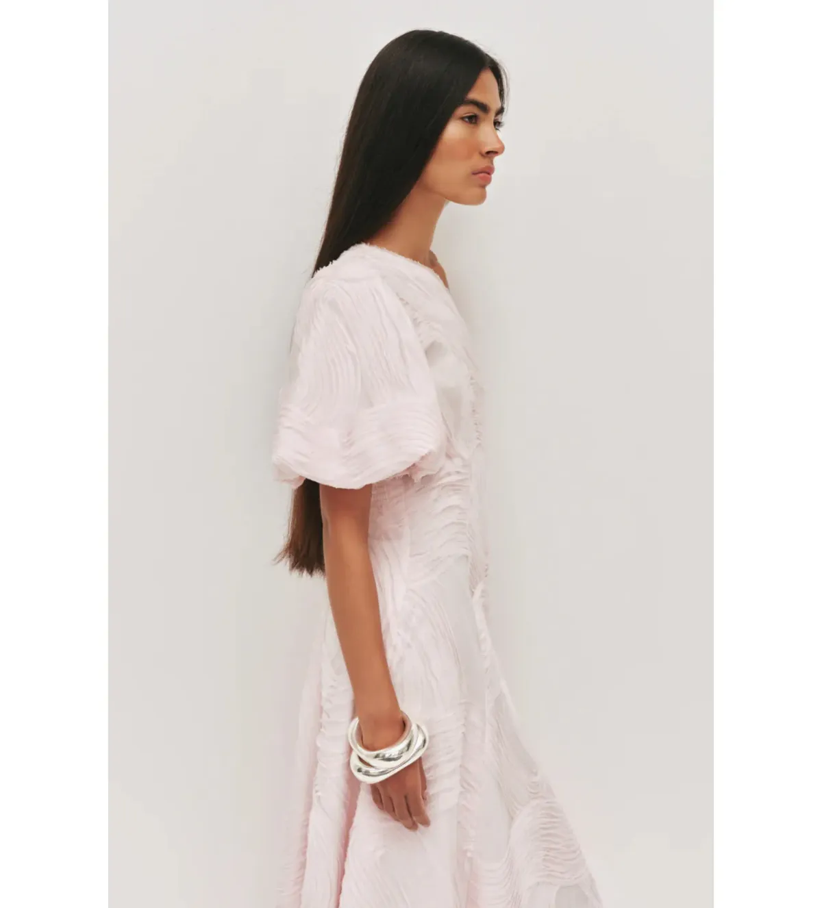 Aje Wave One Shoulder Midi Gown in Pastel Pink Size AU12 - Image 3
