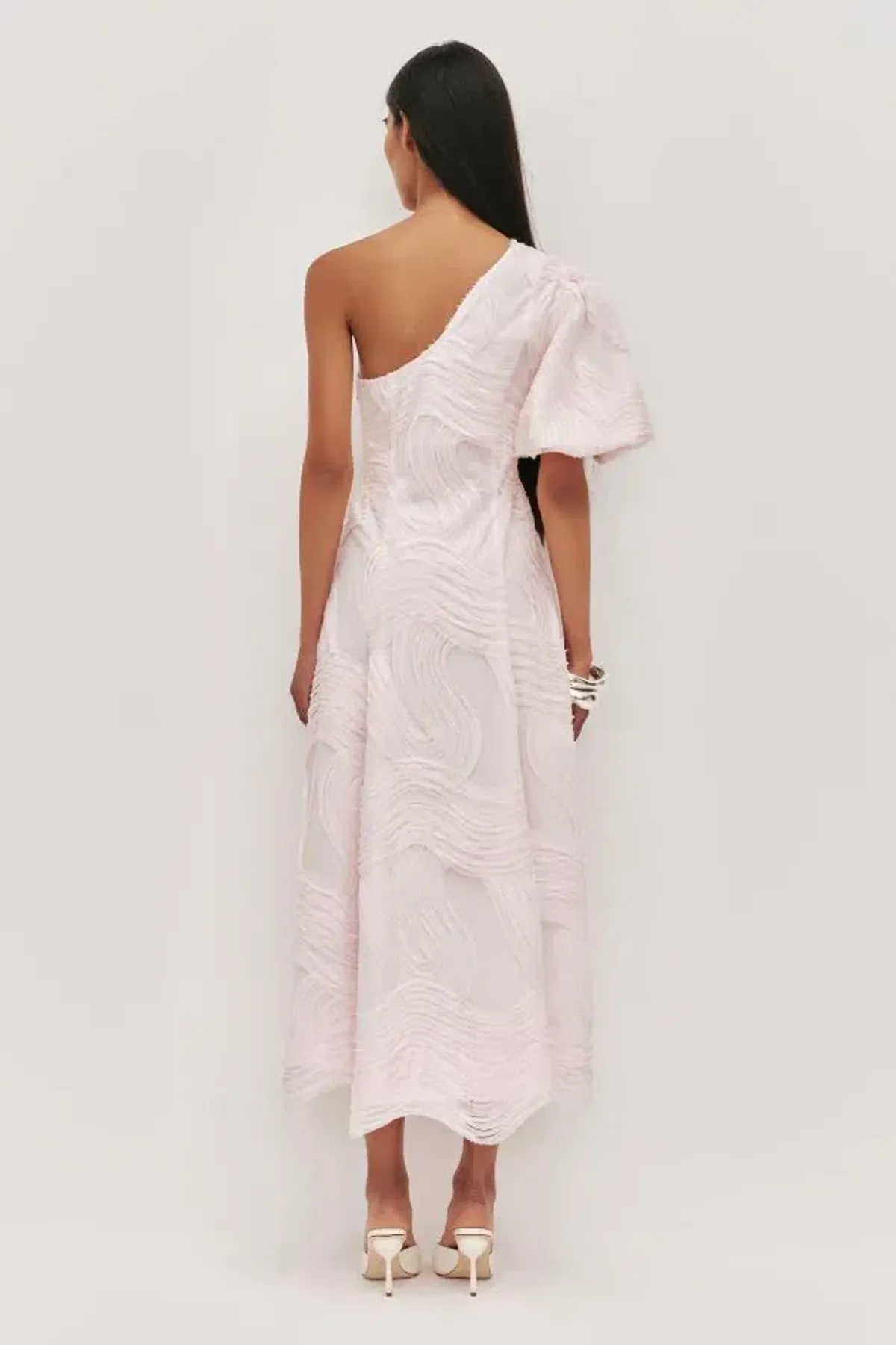 💧🩷 New AJE Wave One Shoulder Dress - Size 12 - Pastel Pink Midi Gown 🩷💧 - Image 3