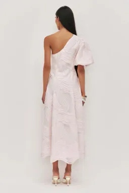 💧🩷 New AJE Wave One Shoulder Dress - Size 12 - Pastel Pink Midi Gown 🩷💧 for rent on The Volte - image 3