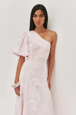 💧🩷 New AJE Wave One Shoulder Dress - Size 12 - Pastel Pink Midi Gown 🩷💧 for rent on The Volte - image 5