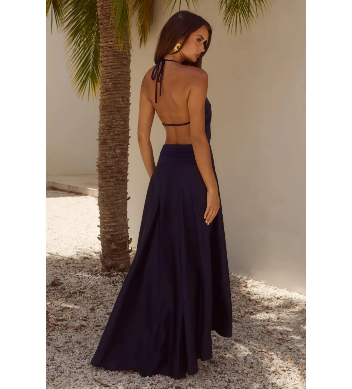 Runaway the Label Amadine Deep V Plunge Maxi Dress Navy Size 12 - Image 2