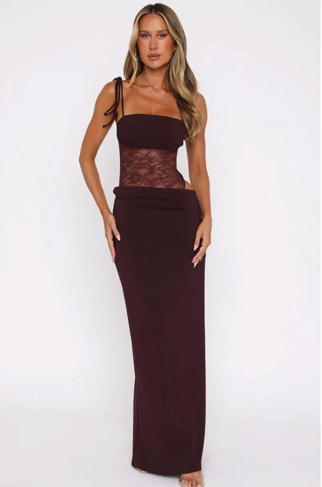 White Fox - Burgundy Maxi Dress Size S for rent on The Volte - main image