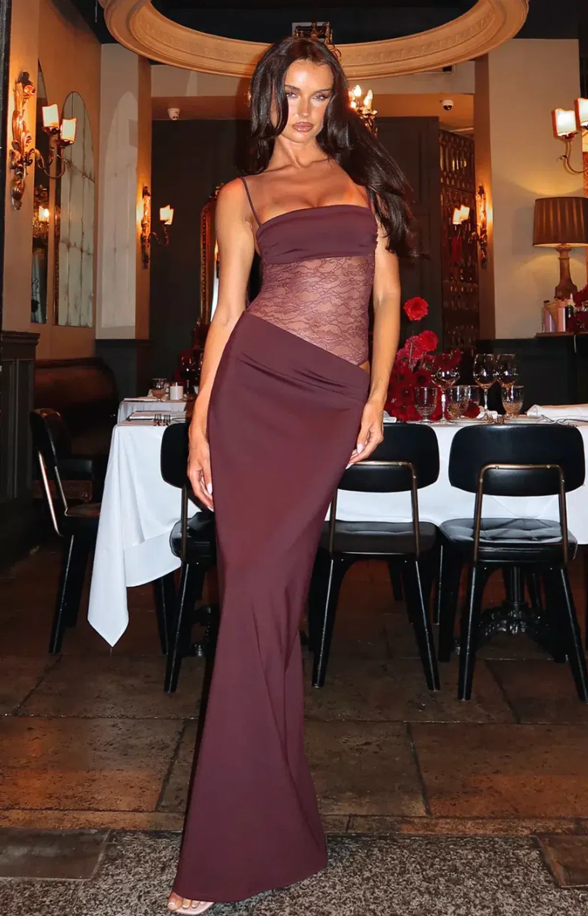 White Fox - Burgundy Maxi Dress Size S - Image 1
