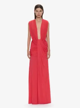 Christopher Esber Ripple Drape Gown in Watermelon Size 10 for rent on The Volte - image 1