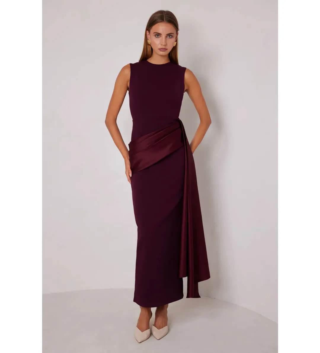 Elle Zeitoune Dylan Dress Burgundy Size S / 8 for rent on The Volte - main image