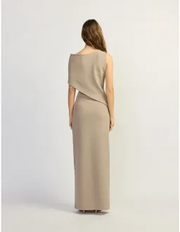 Tojha Whitley Sleeveless Asymmetric Neckline Maxi Dress Beige Size 8 for rent on The Volte - image 2
