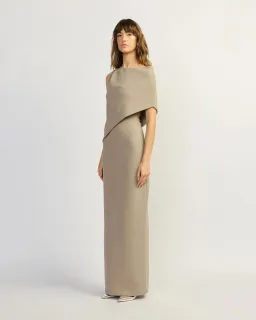 Tojha Whitley Sleeveless Asymmetric Neckline Maxi Dress Beige Size 8 for rent on The Volte - image 3