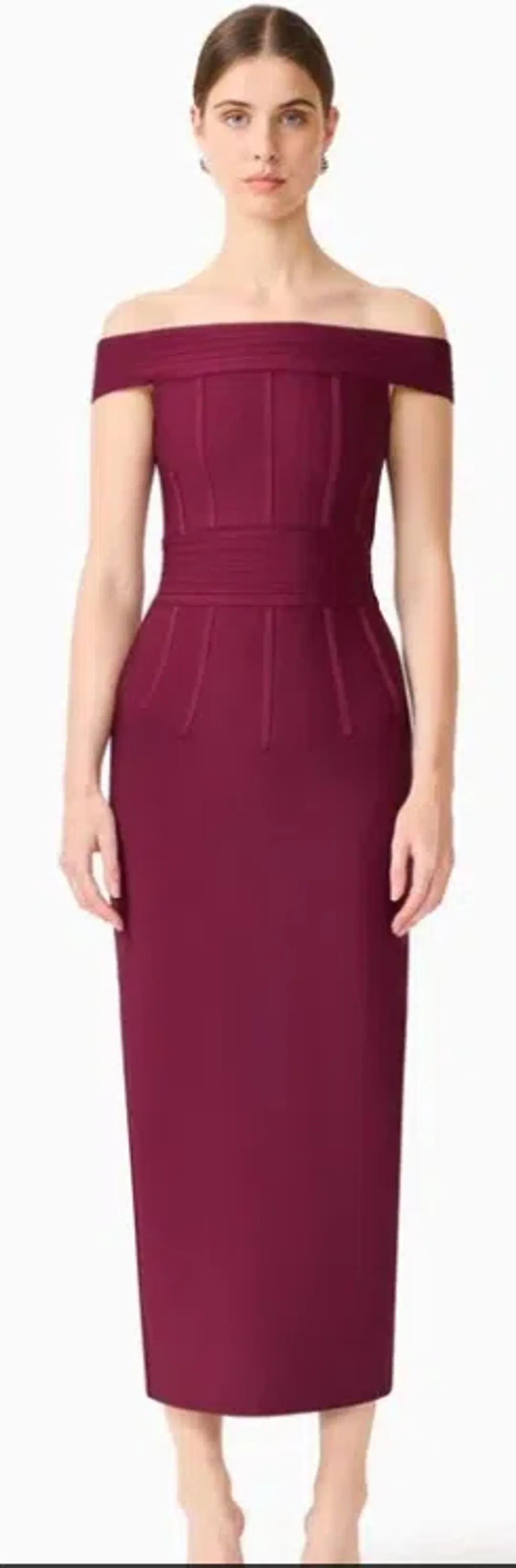 Elliatt Elena strapless dress midi plum red size 8 for rent on The Volte - main image