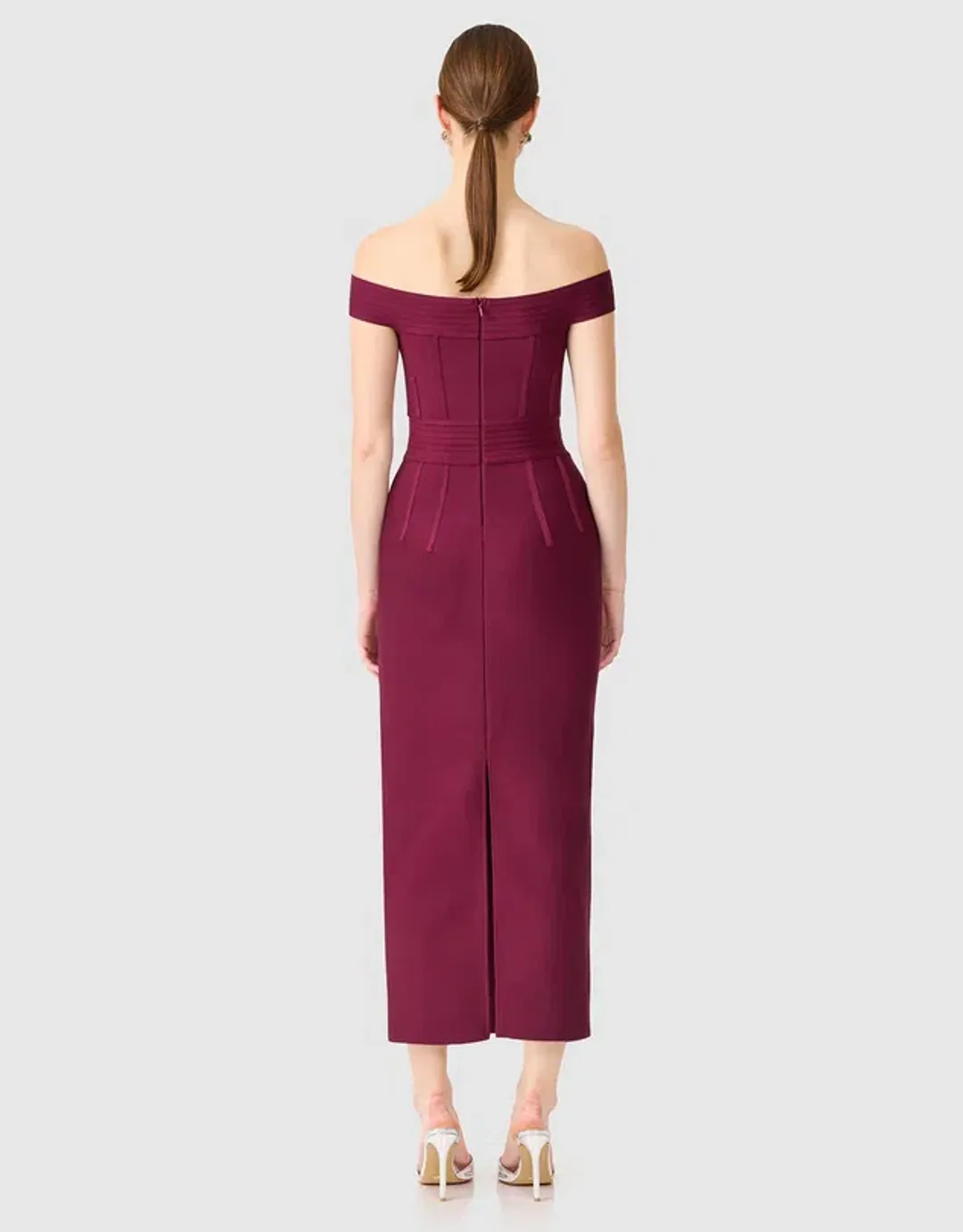 Elliatt Elena Strapless Midi Dress Plum Red Size 8 for rent on The Volte - main image