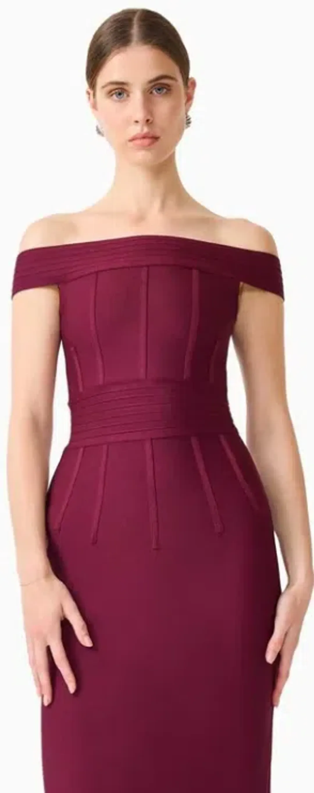 Elliatt Elena strapless dress midi plum red size 8 for rent on The Volte - main image