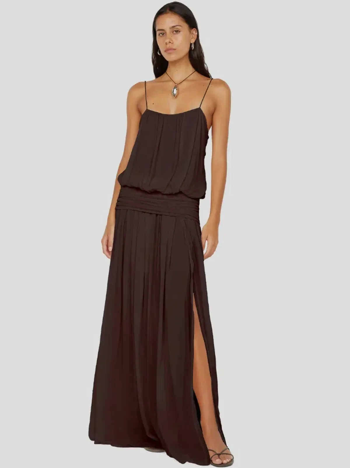 Bec & Bridge Camille Blouson Maxi Dress Dark Chocolate Size AU 8 - Image 2