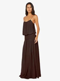 Bec & Bridge Camille Blouson Maxi Dress Dark Chocolate Size AU 8 for rent on The Volte - image 1