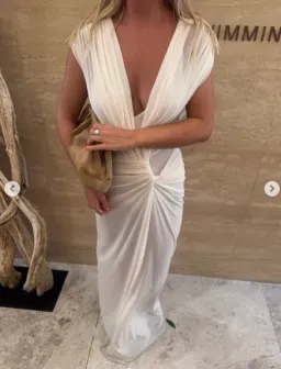 Bec & Bridge Leia Drape Maxi Gown Buttercream Size AU 10 for rent on The Volte - image 2