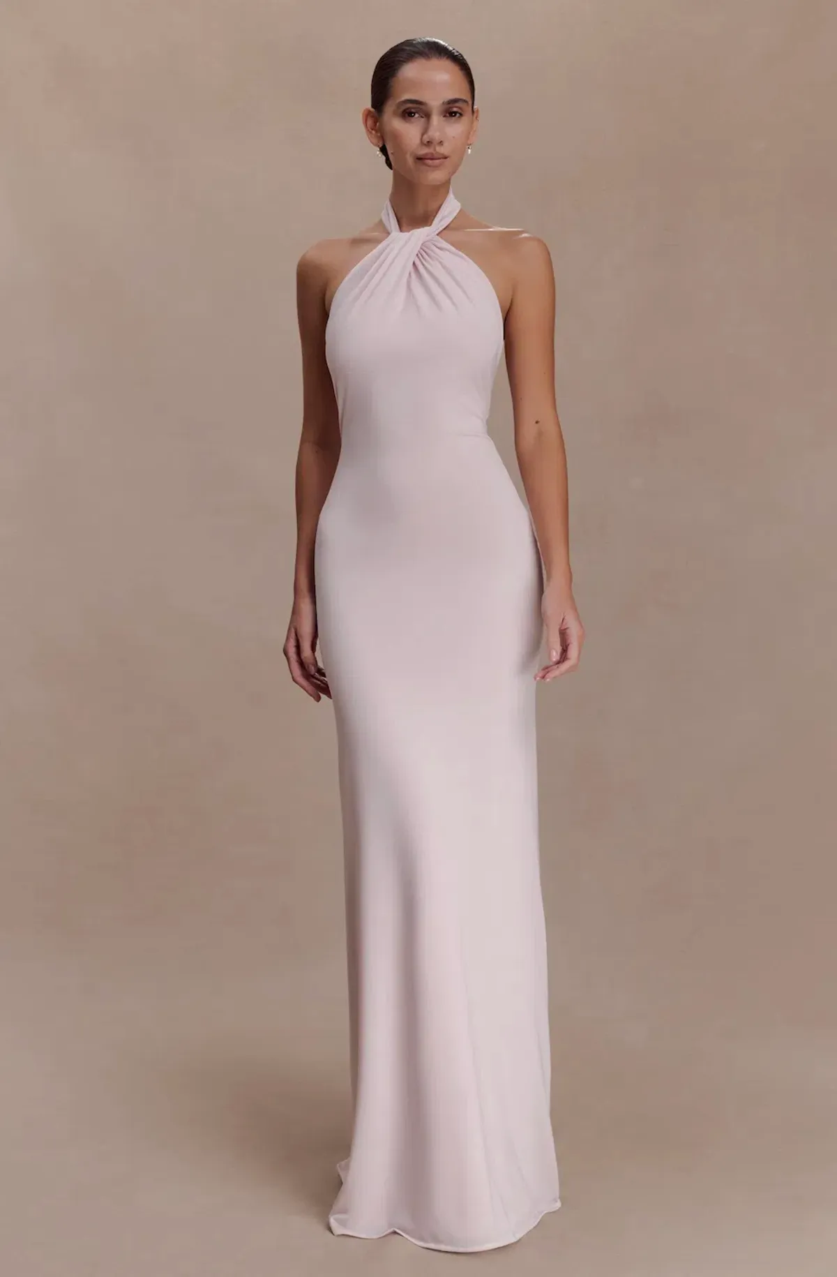 Meshki Elyna Slinky Halter Maxi Dress - Pale Pink size small - Image 1