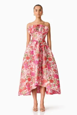 Elliatt Floralie Strapless Gown Pink Floral Size XL / 14 AUS for rent on The Volte - image 2
